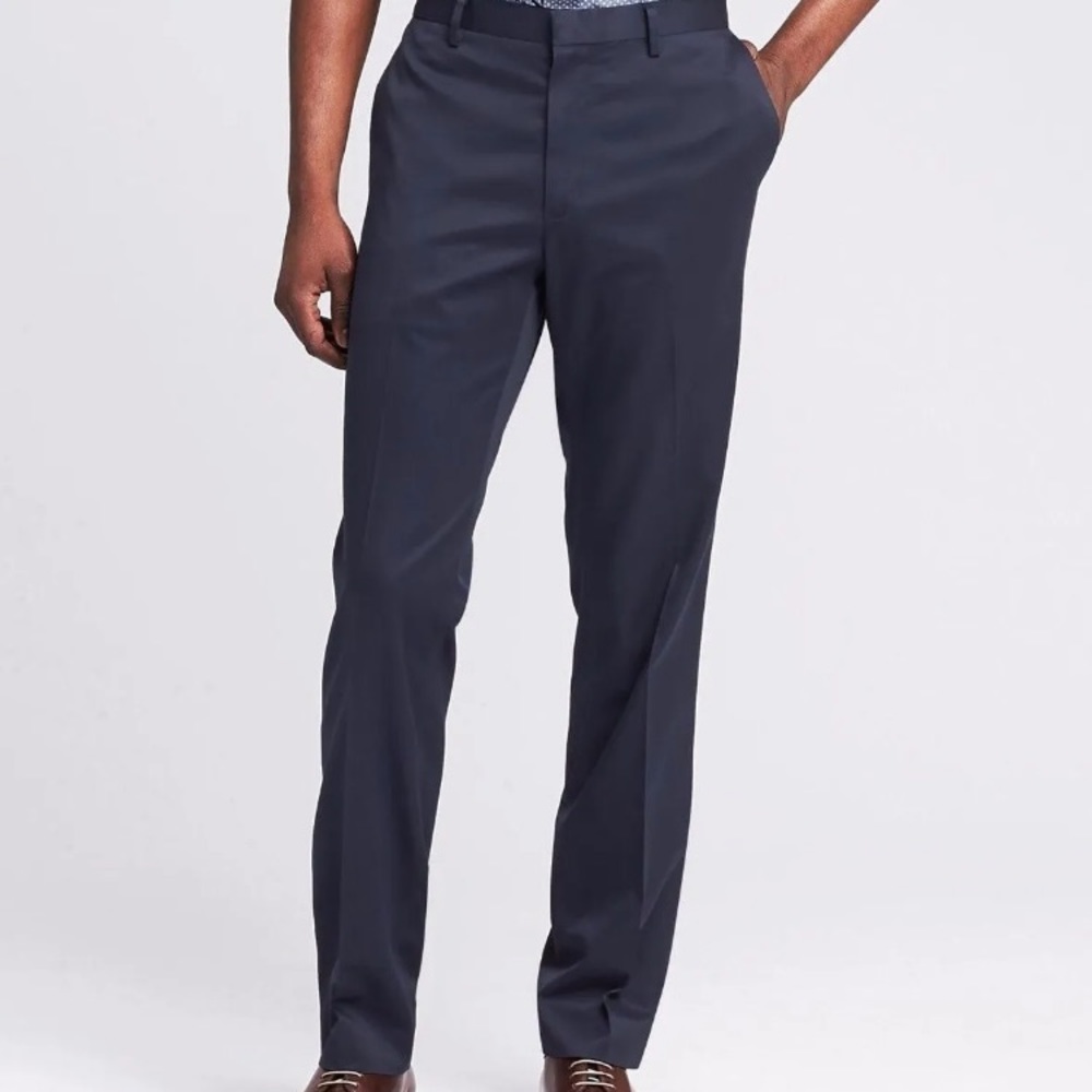 Banana Republic Mens 34x34 Non Iron Modern Slim Dress Pants Dark Blue Cotton